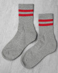 Gym Socks - Grey Red Stripe