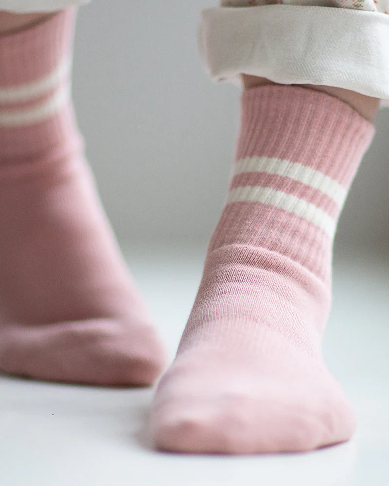 Gym Socks - French Pink Stripe