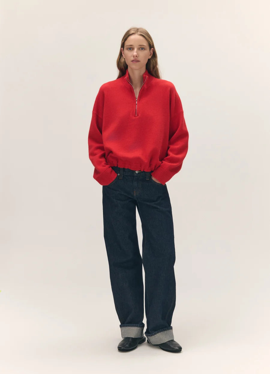 Alder Half Zip Fleece - Poppy Red