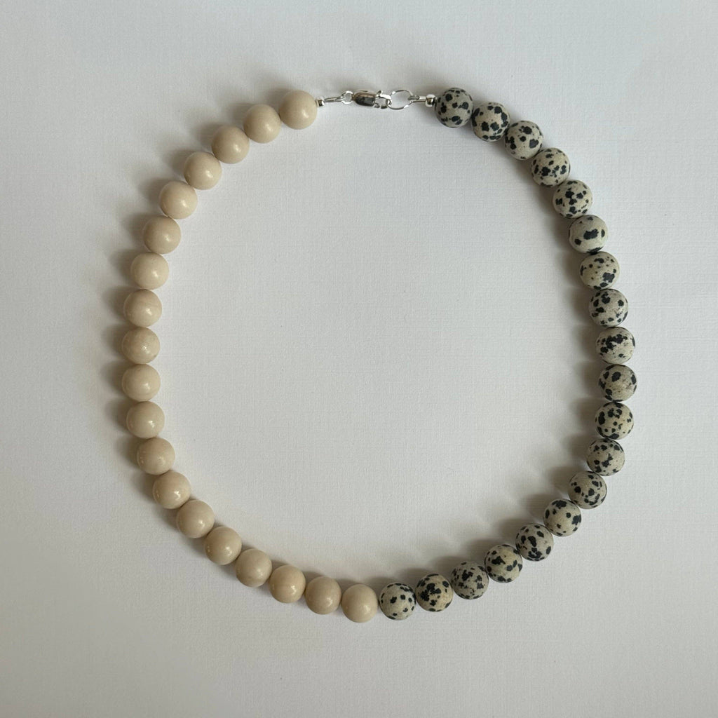 Stone Necklace - Dalmation & Fossil Jasper