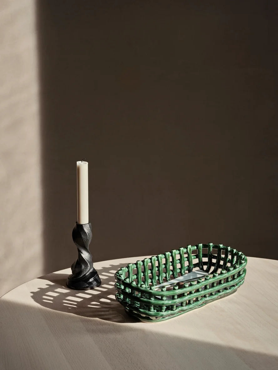 Ceramic Basket - Oval - Green