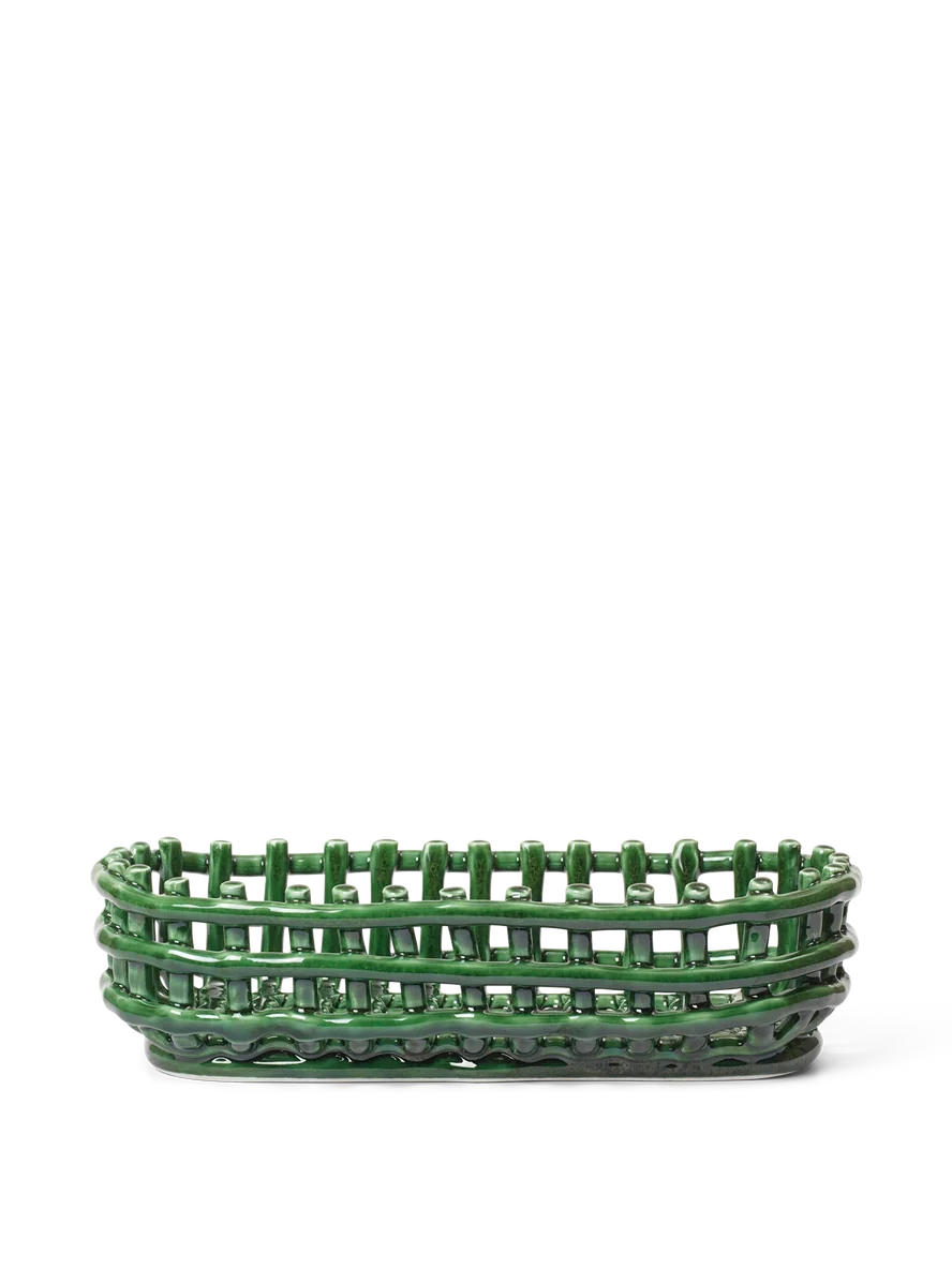 Ceramic Basket - Oval - Green