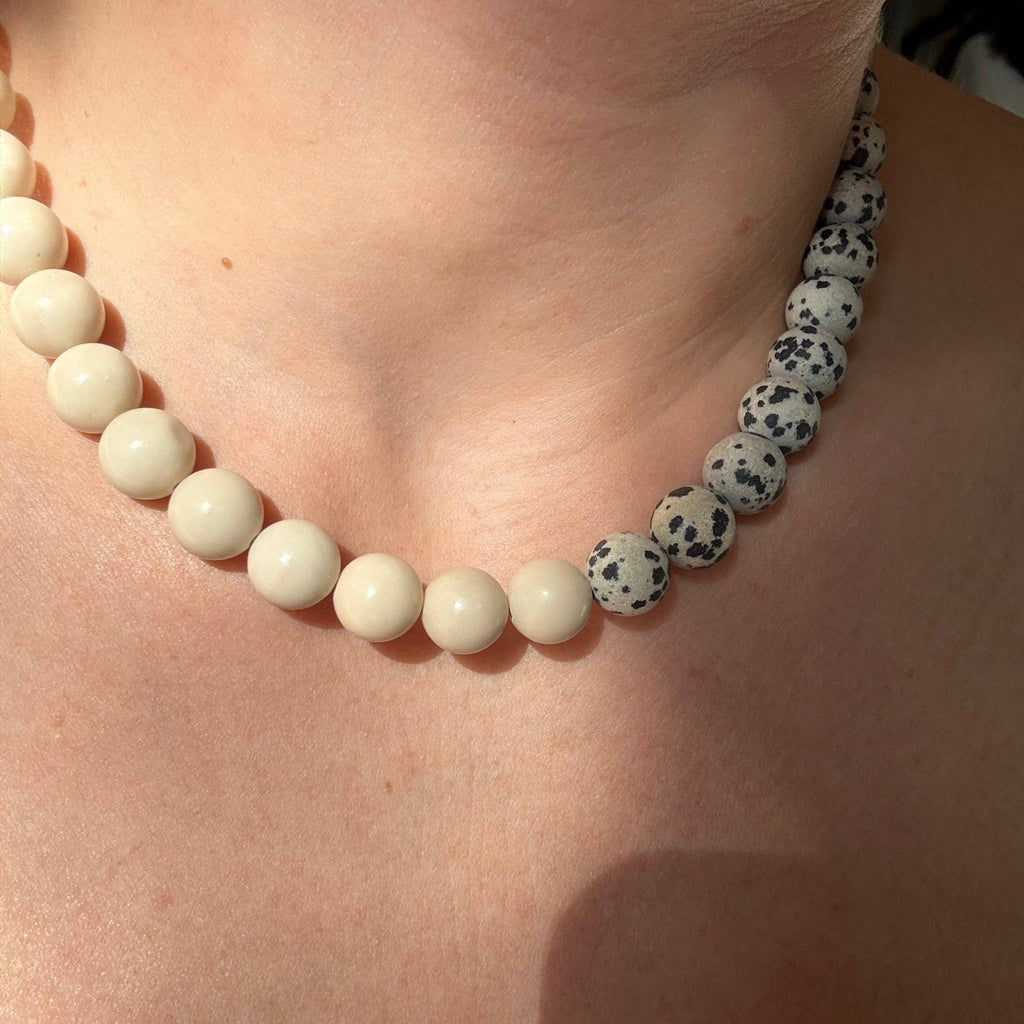 Stone Necklace - Dalmation & Fossil Jasper
