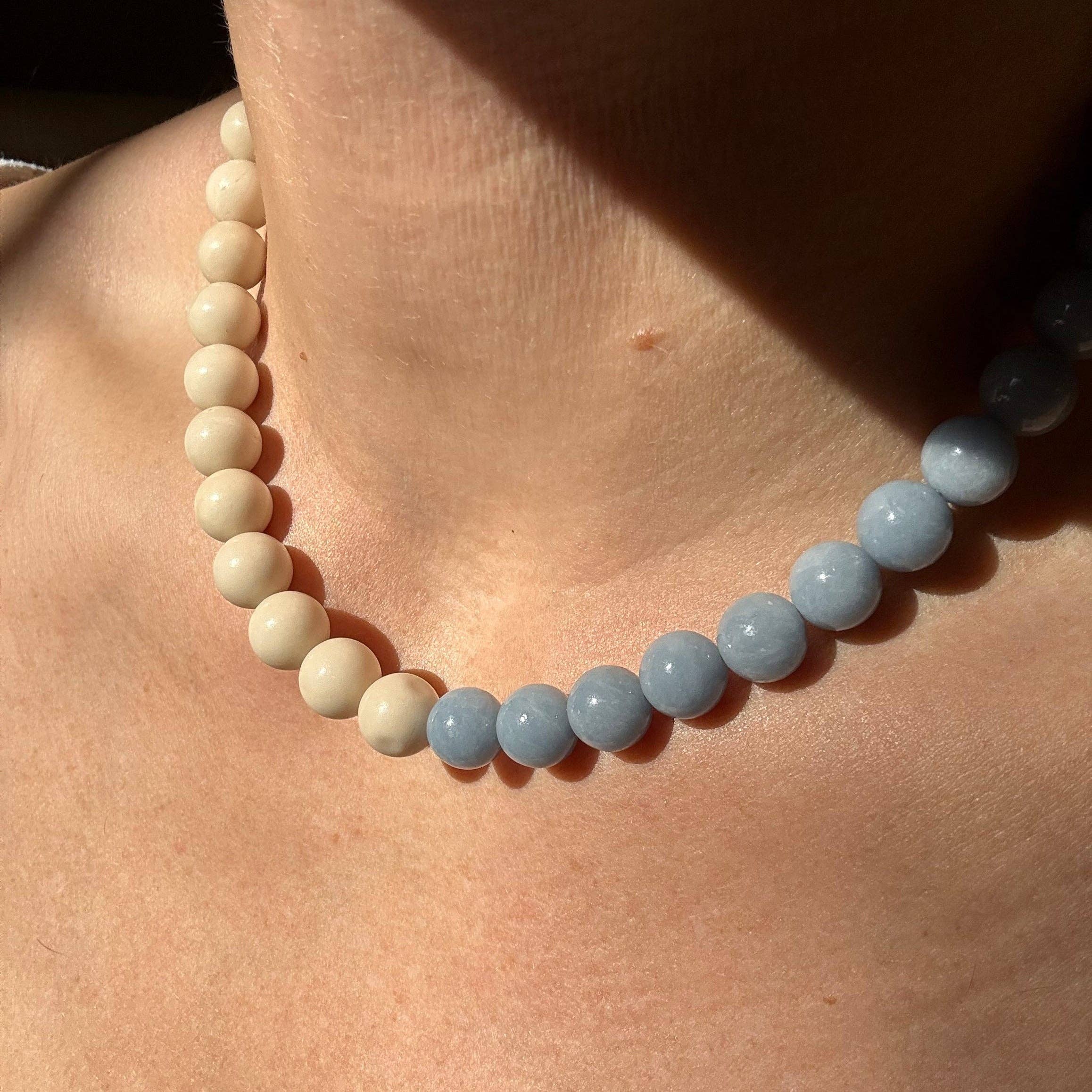 Le Ciel Necklace — Angelite × Fossil Jasper