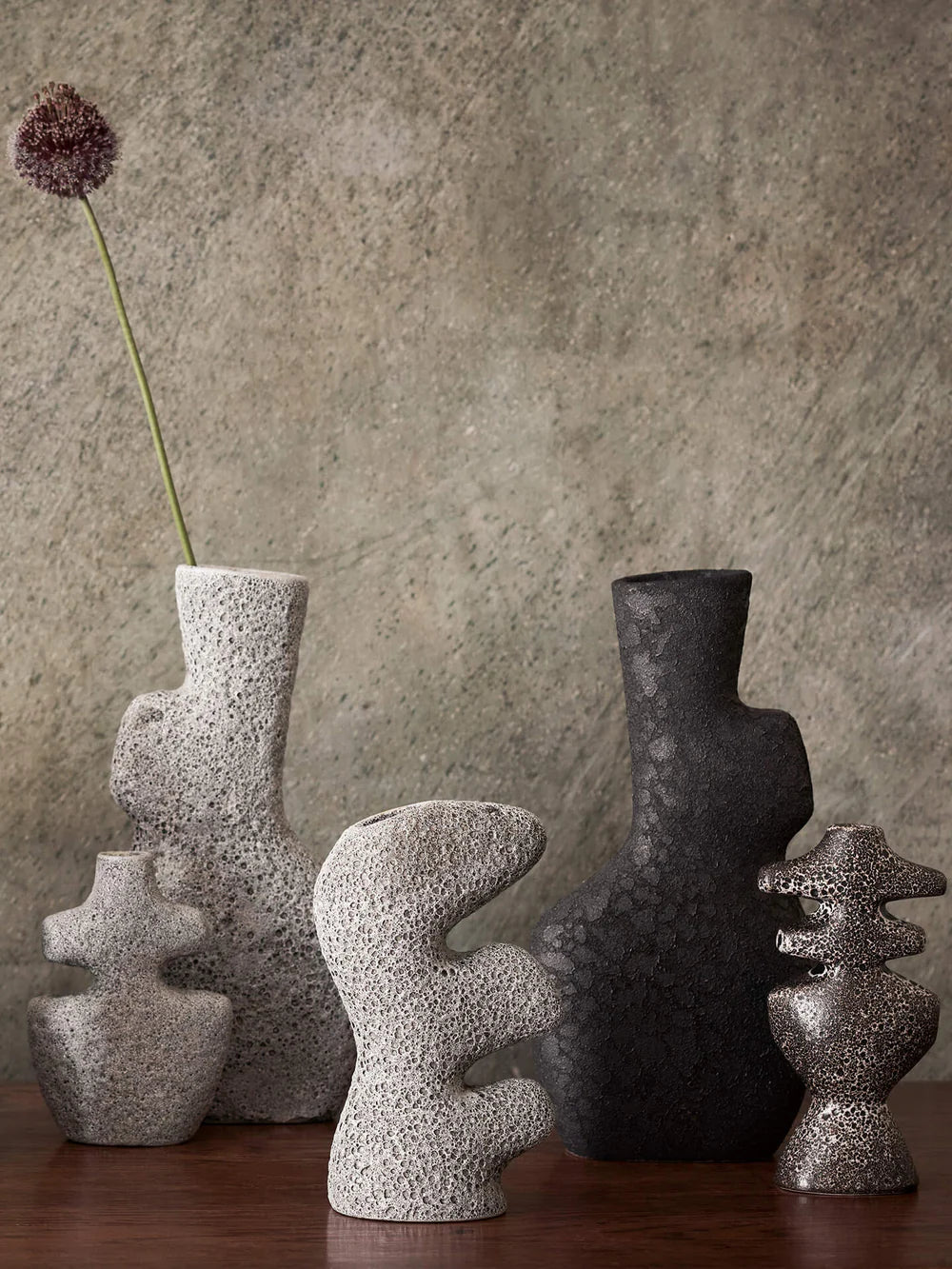 Yara Candle Holder - Medium Grey Pumice