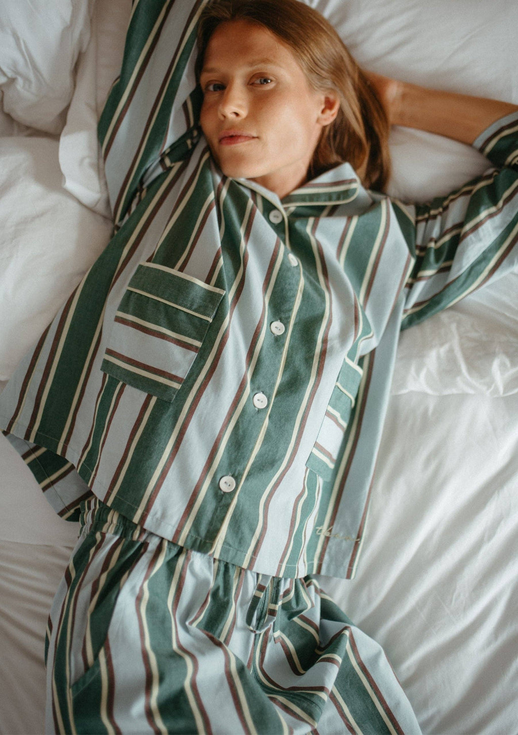 Cotton Pyjamas in Blue Stripe