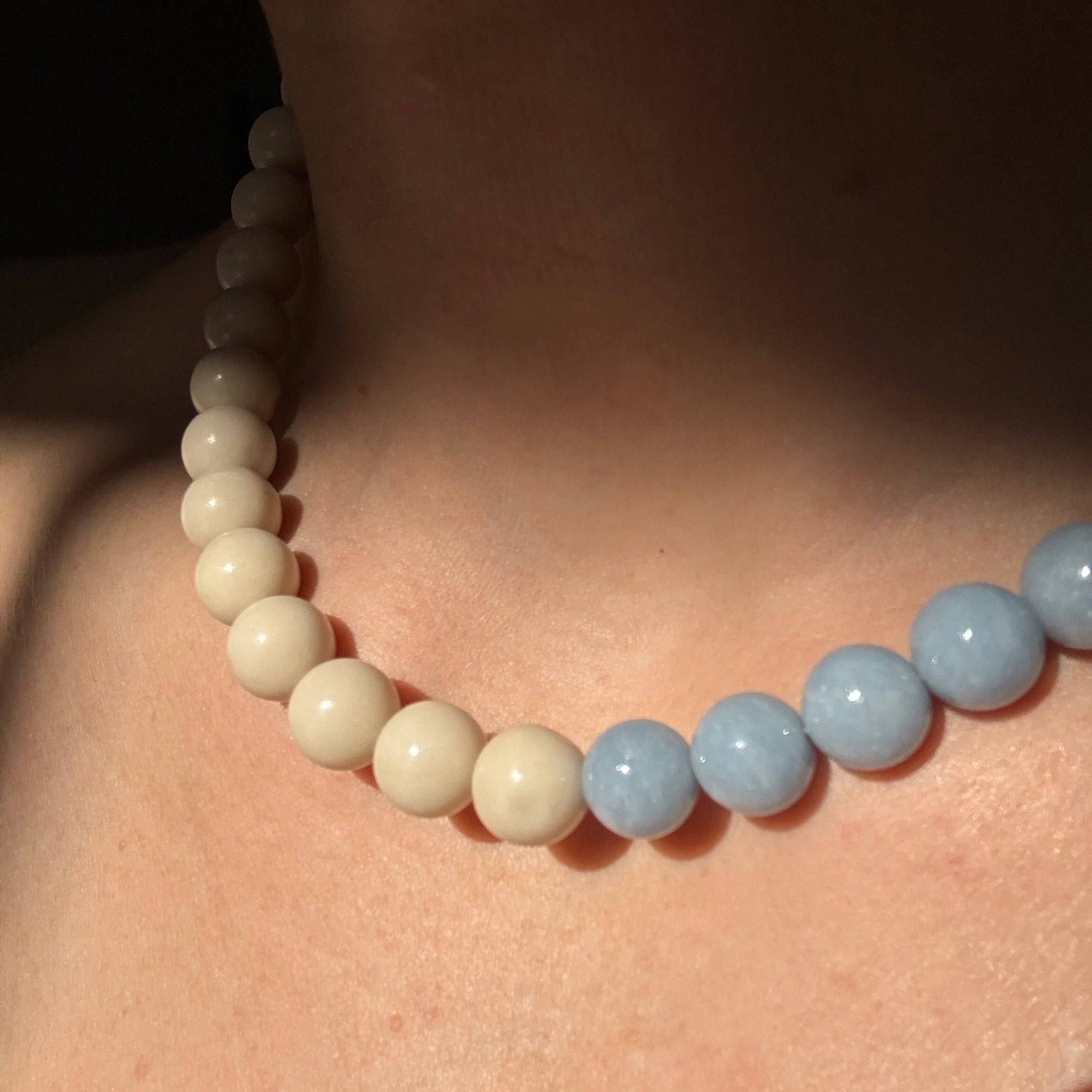 Le Ciel Necklace — Angelite × Fossil Jasper