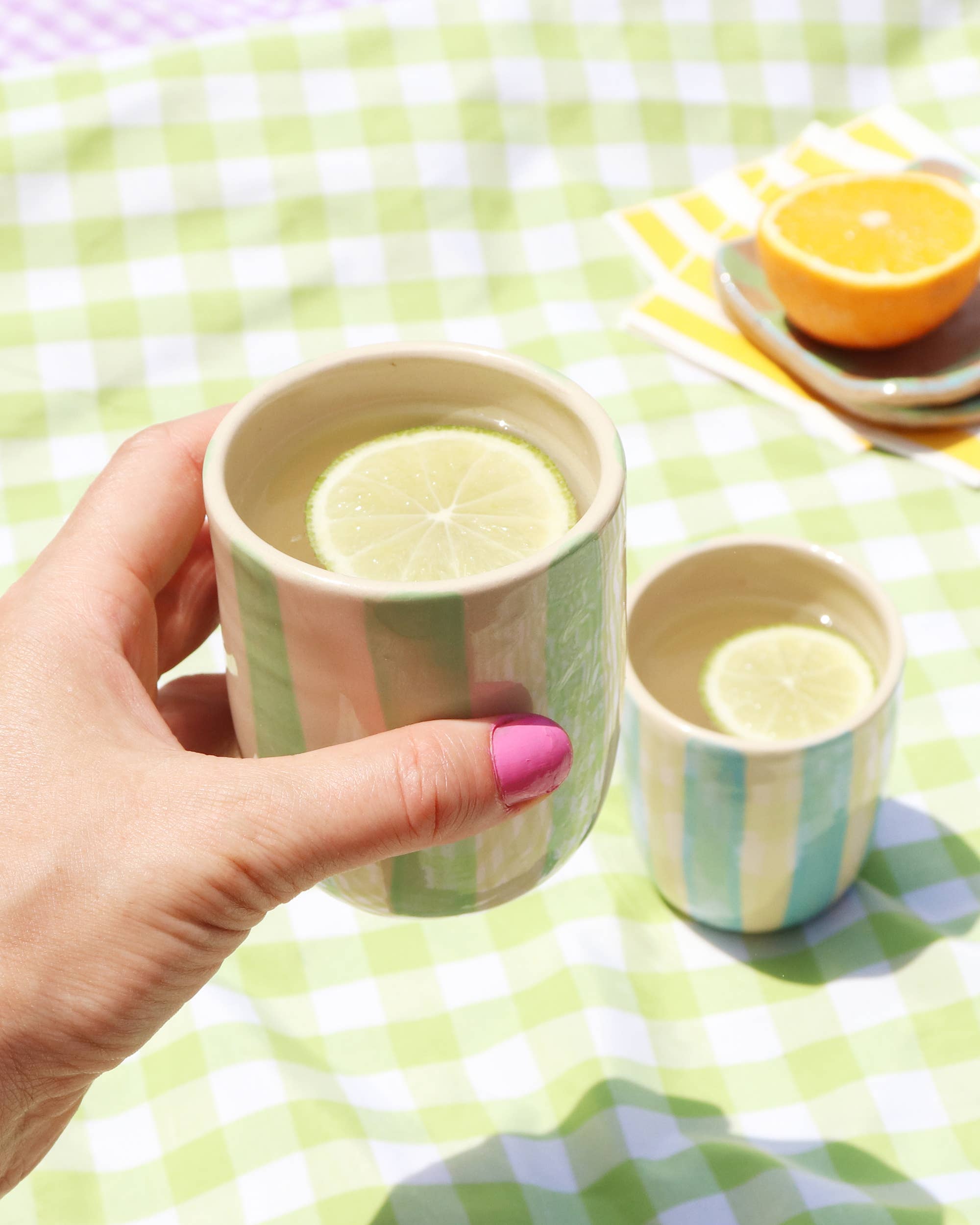 Small Ceramic Striped Tumbler