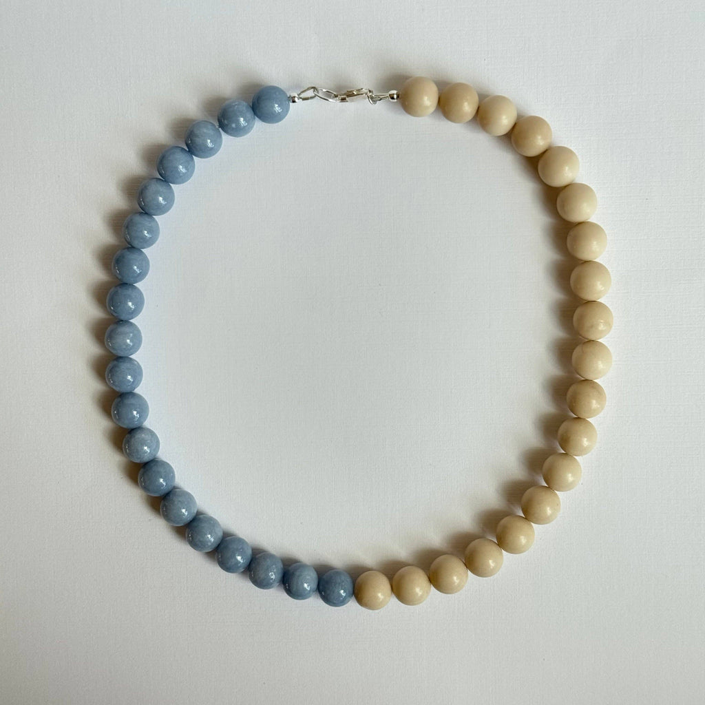 Le Ciel Necklace — Angelite × Fossil Jasper