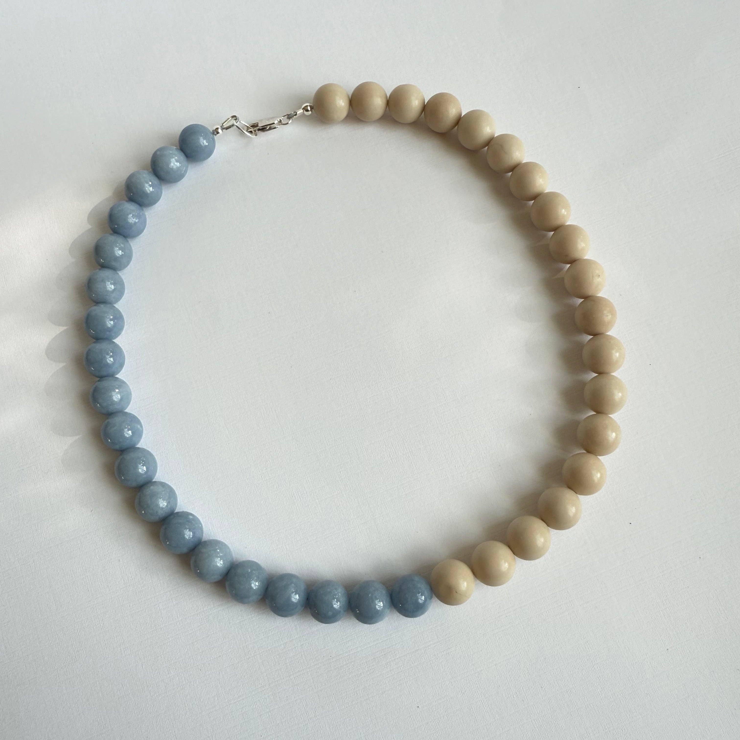 Le Ciel Necklace — Angelite × Fossil Jasper