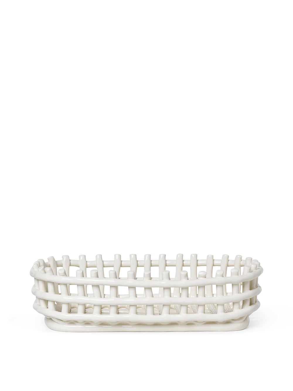 Ceramic Basket - Oval - white