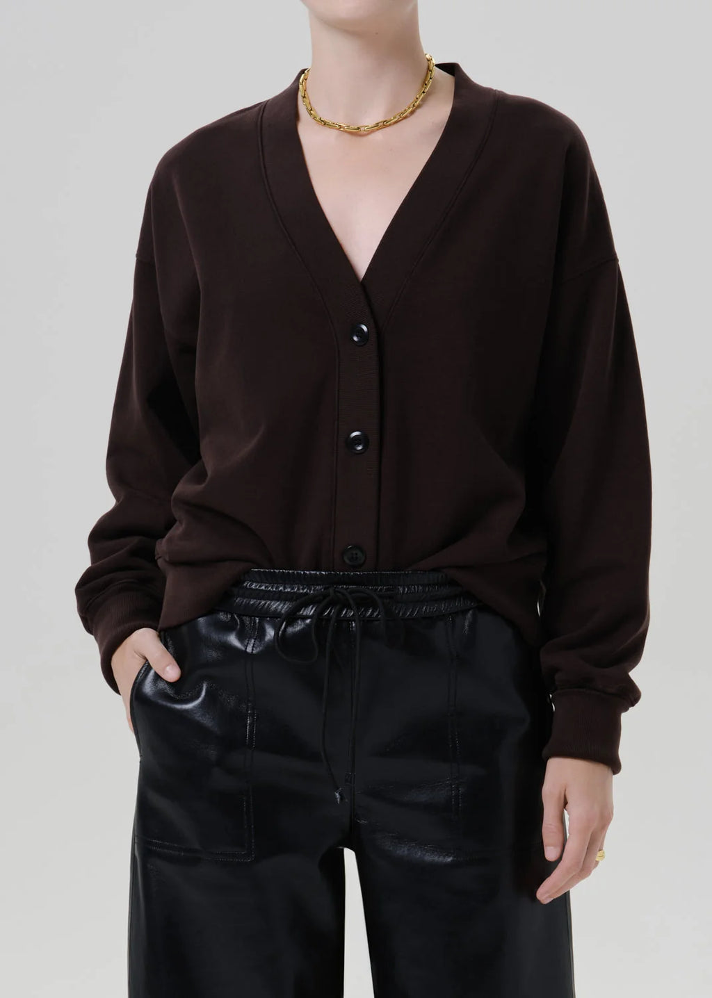 Fleece Cardigan - Chocolate