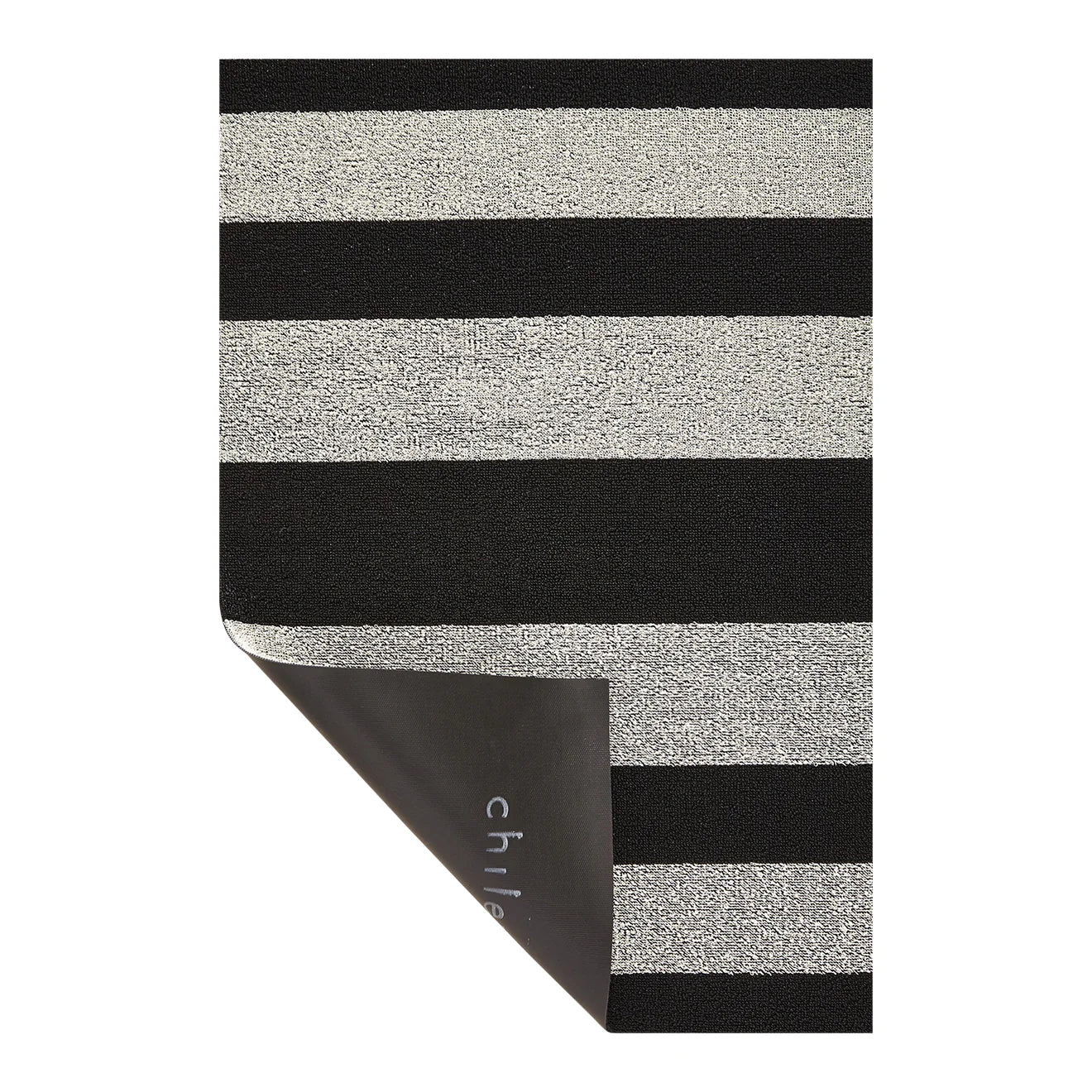 Bold Stripe Shag Big Mat in Black/White - 36 x 60