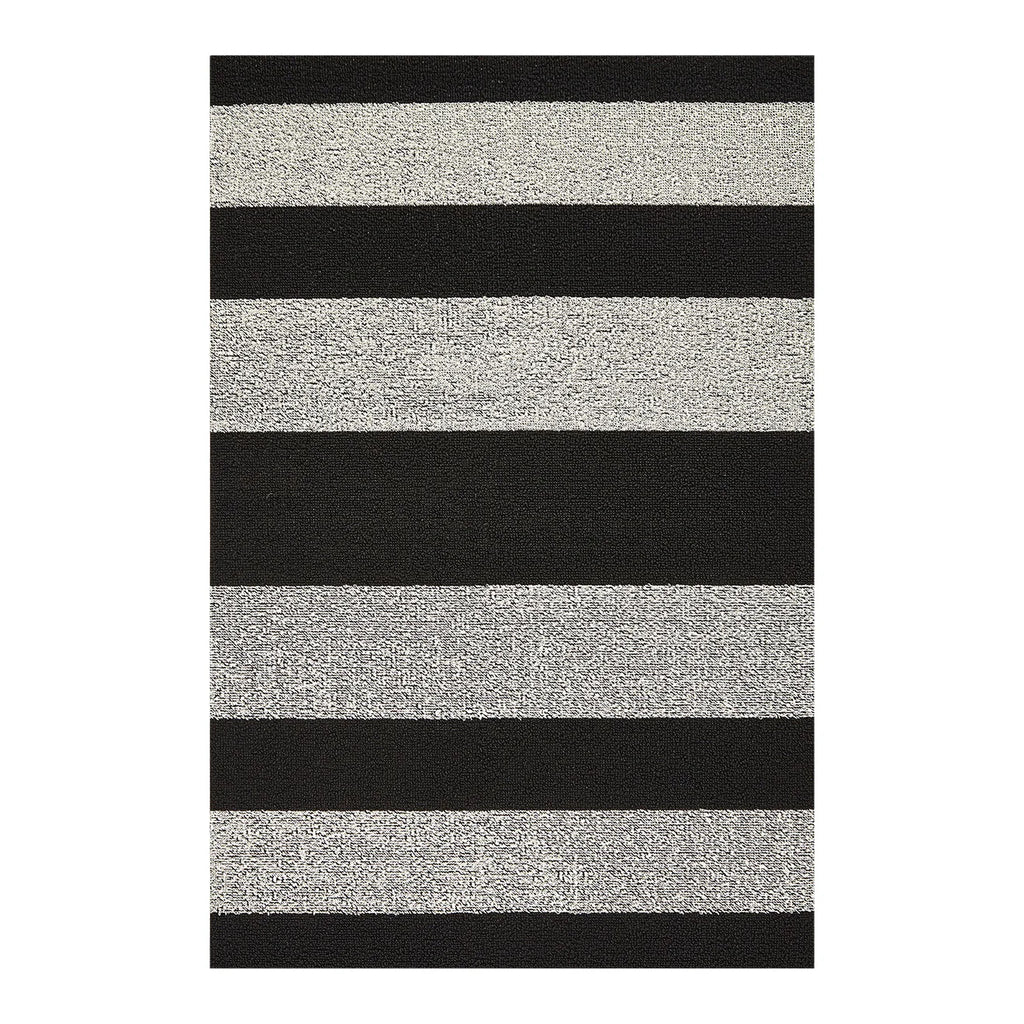 Bold Stripe Shag Big Mat in Black/White - 36 x 60