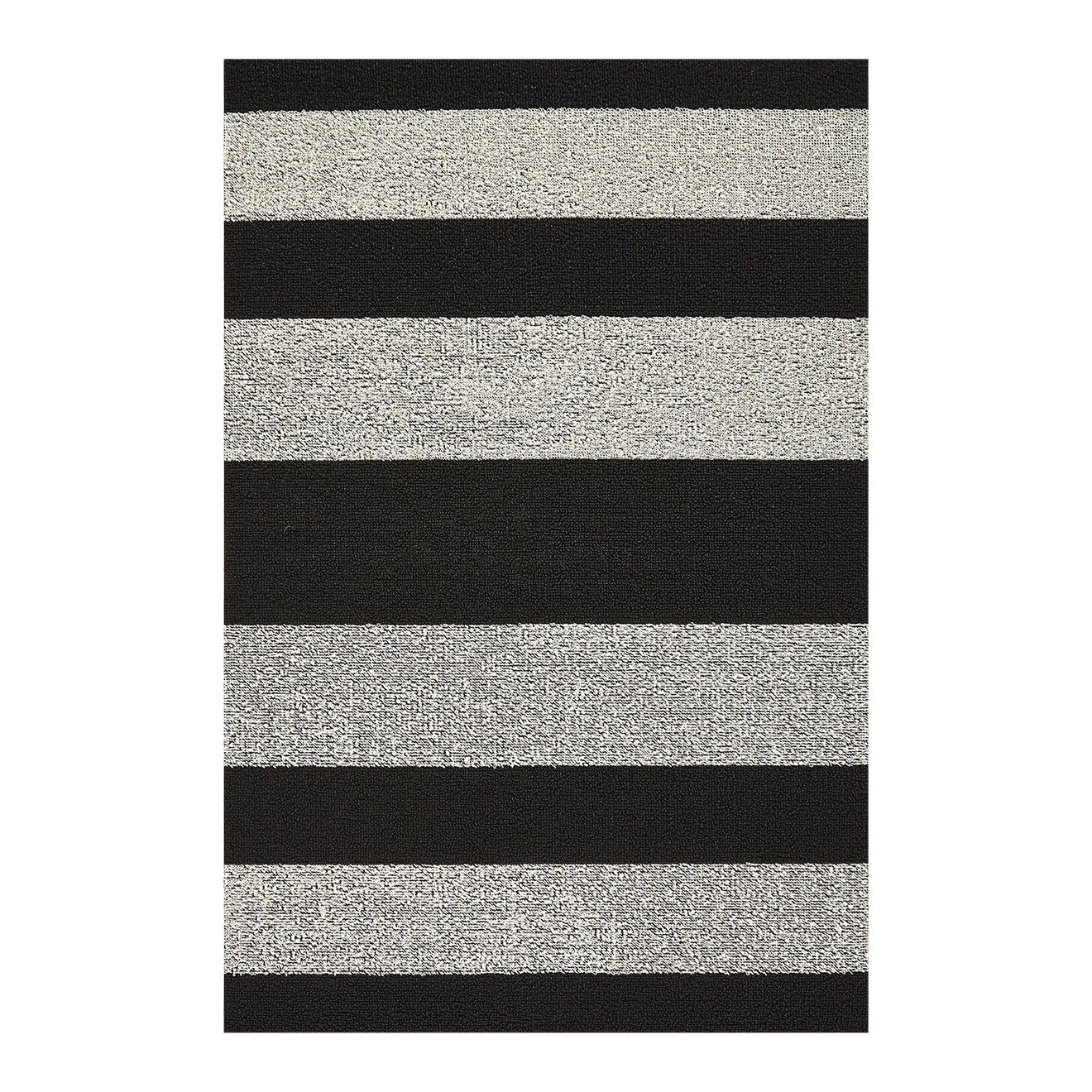 Bold Stripe Shag Big Mat in Black/White - 36 x 60