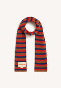 Clover Striped Scarf - Hazelnut with Poppy & Smalt