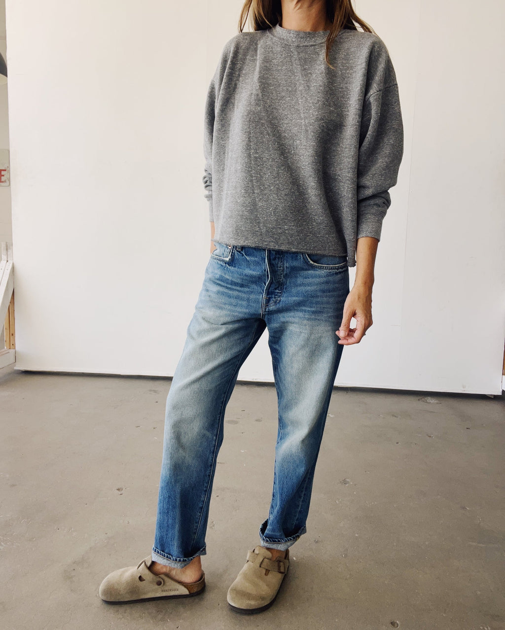 Boxy Crop Sweatshirt - Grey