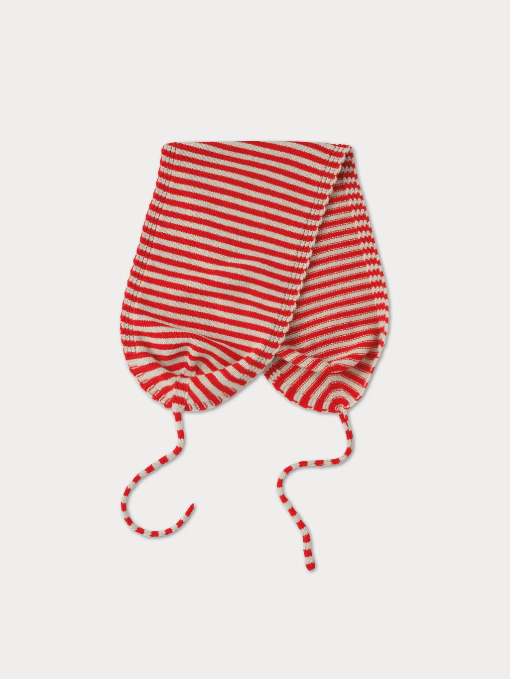 Striped Scarf with Ties - Poppy & Oatmeal