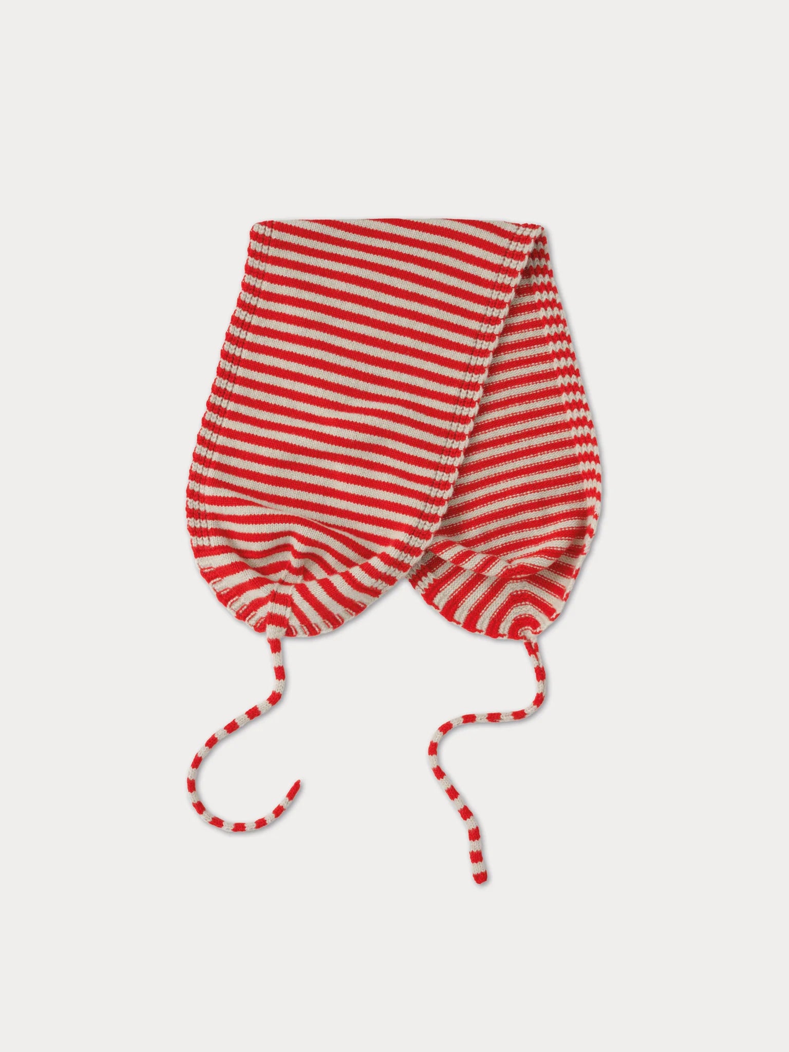 Striped Scarf with Ties - Poppy & Oatmeal