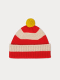 Stripe Pompom Hat - Poppy & Oatmeal