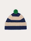 Stripe Pompom Hat - Nightsky & Oatmeal