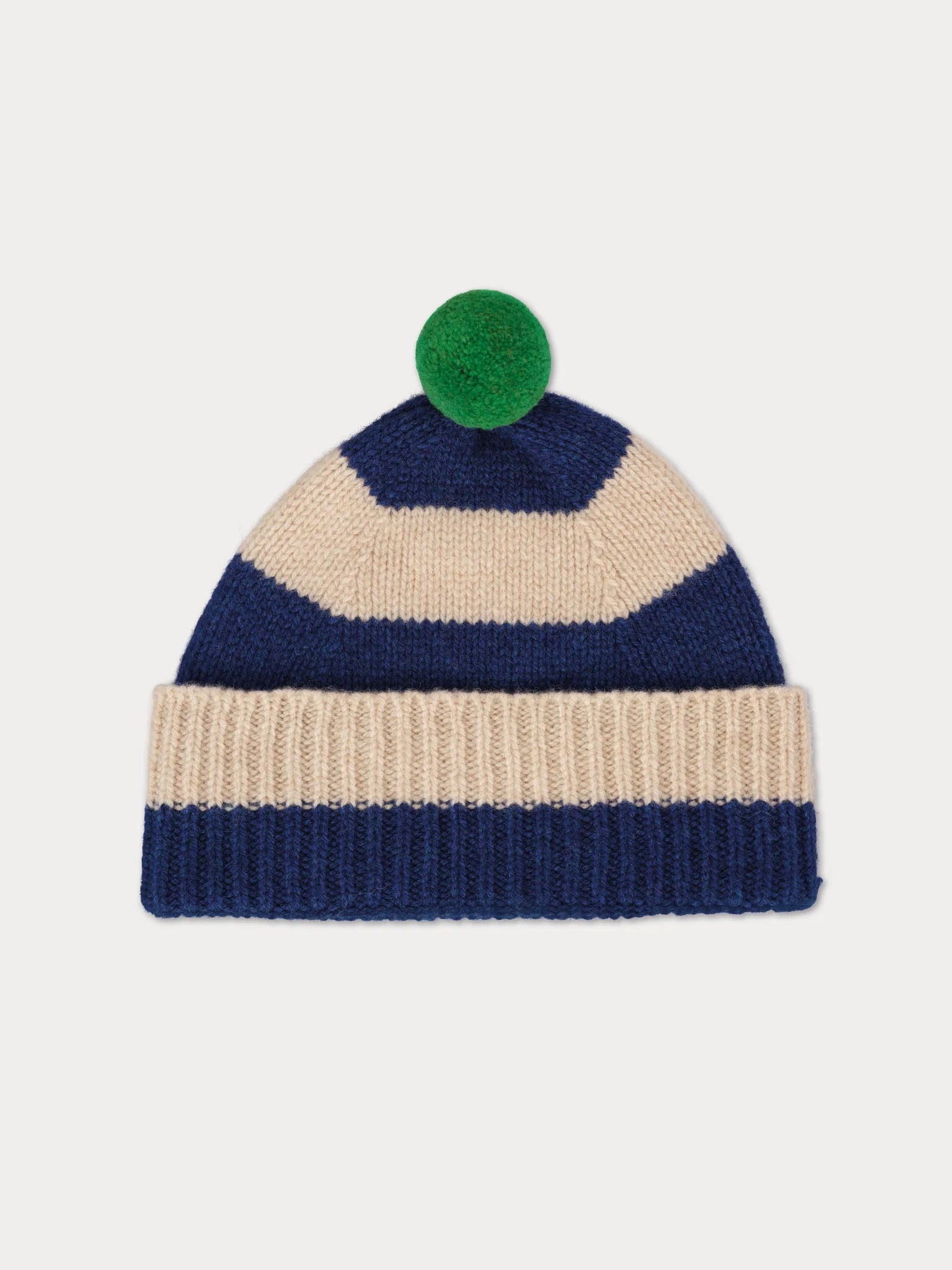 Stripe Pompom Hat - Nightsky & Oatmeal