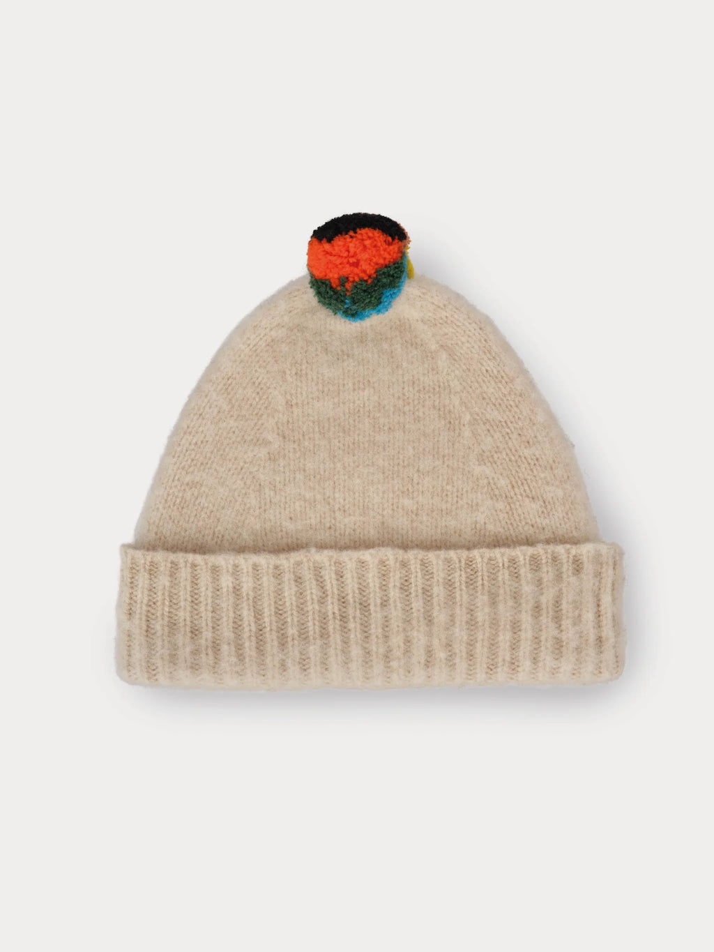 Brushed Hat Stripe Pompom - Oatmeal