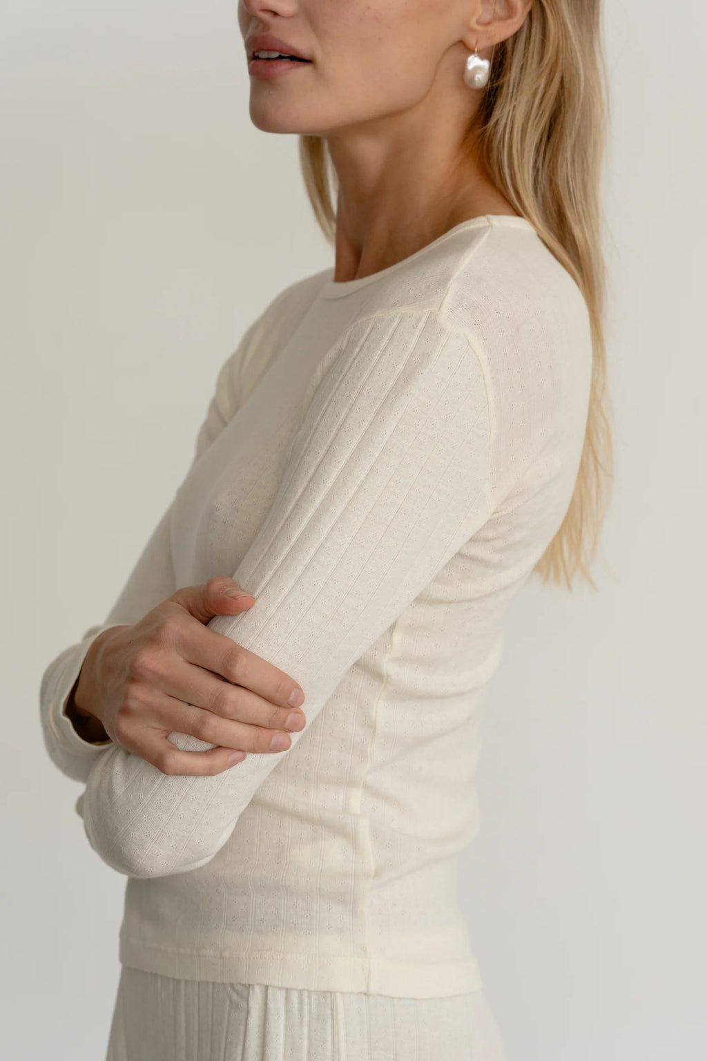 The Pointelle Long Sleeve - Cream