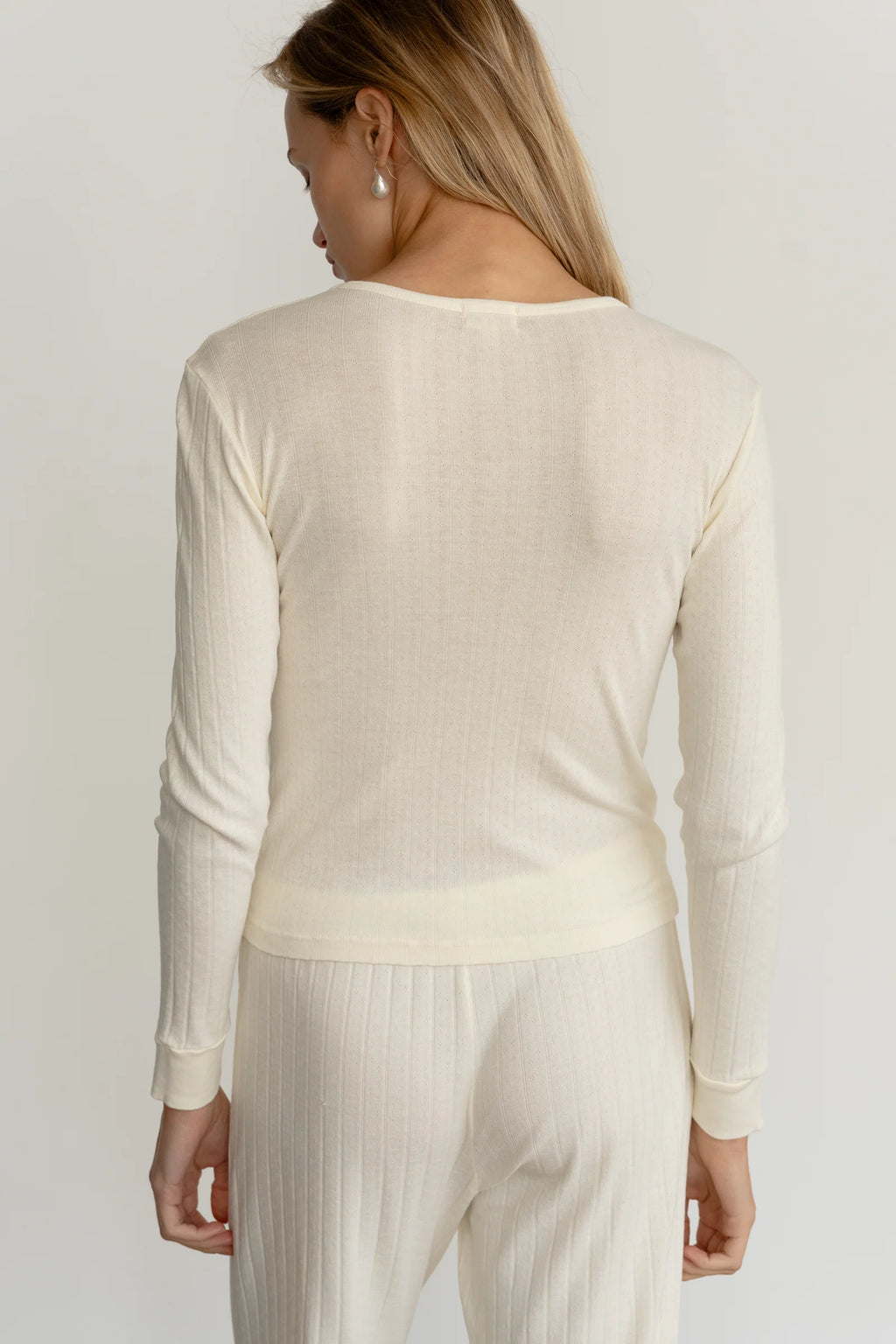 The Pointelle Long Sleeve - Cream