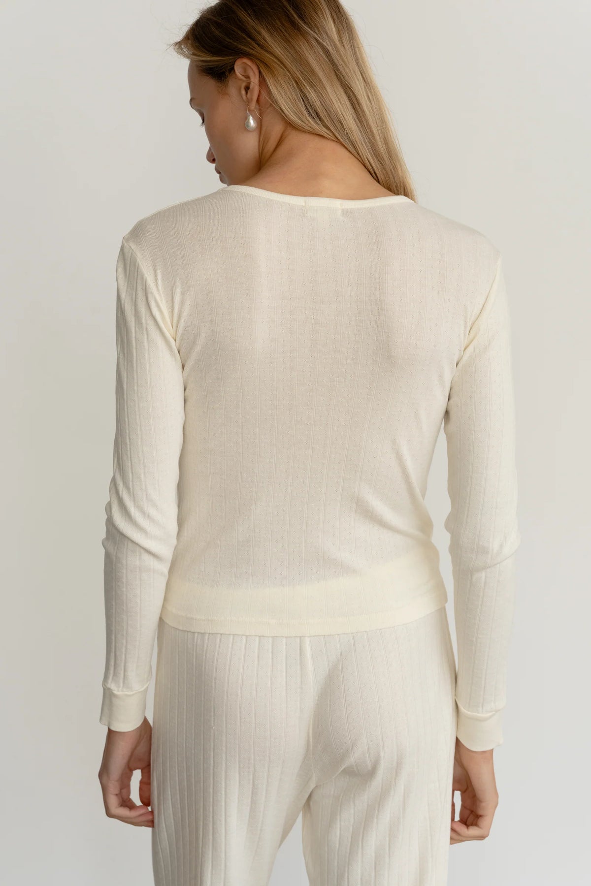 The Pointelle Long Sleeve - Cream