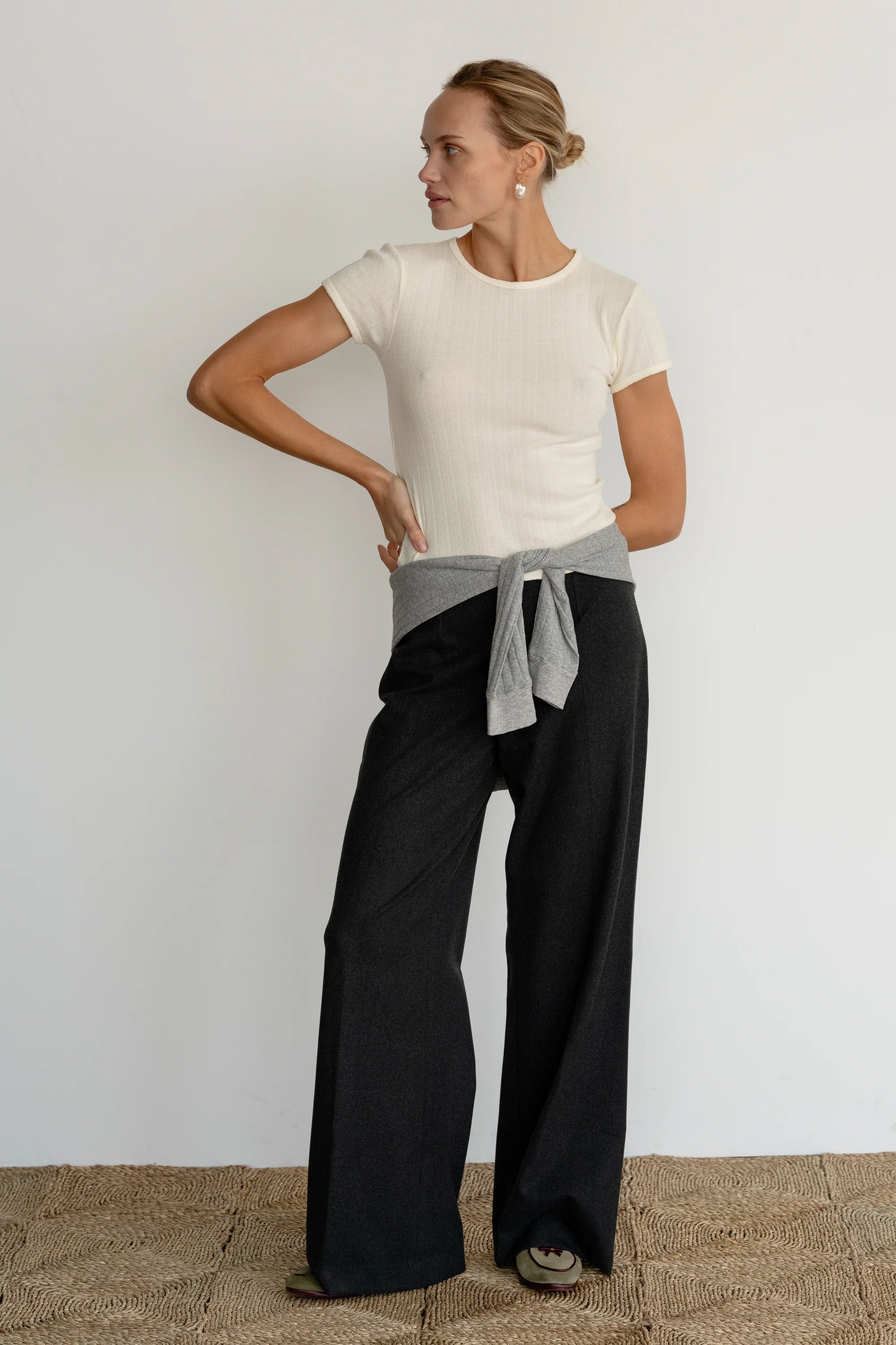 Pointelle Baby Tee - Cream