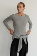 The Pointelle Long Sleeve - Heather Grey