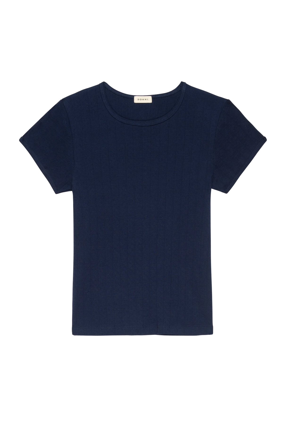 Pointelle Baby Tee - Navy