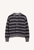 Ada Crewneck Cardigan - Flannel/Navy Stripe