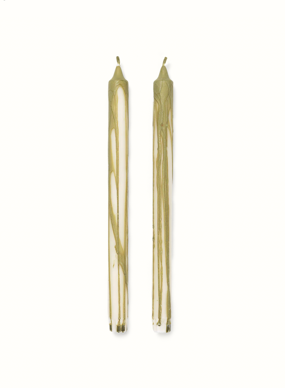 Dryp Candles Set of 2 Olive Green