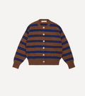 Ada Crewneck Cardigan - Hazelnut/Smalt Blue Stripe