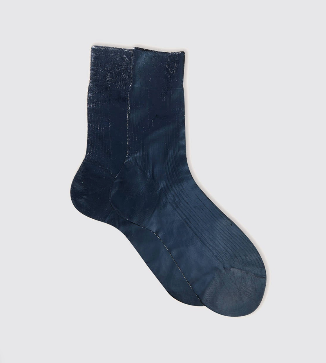 Ribbed Laminated Socks - Navy