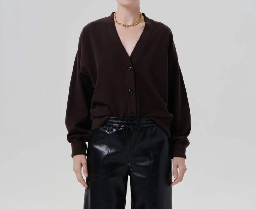 Fleece Cardigan - Chocolate