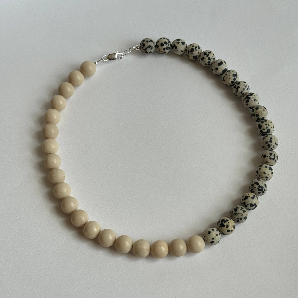 Stone Necklace - Dalmation & Fossil Jasper