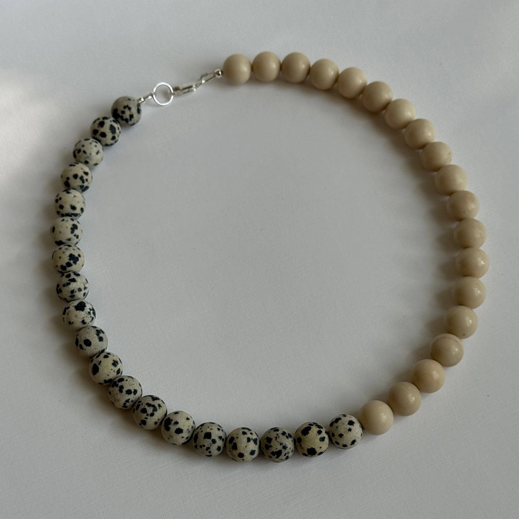 Stone Necklace - Dalmation & Fossil Jasper
