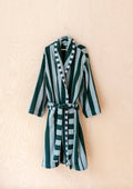 Terry Cotton Bath Robe in Green Stripe