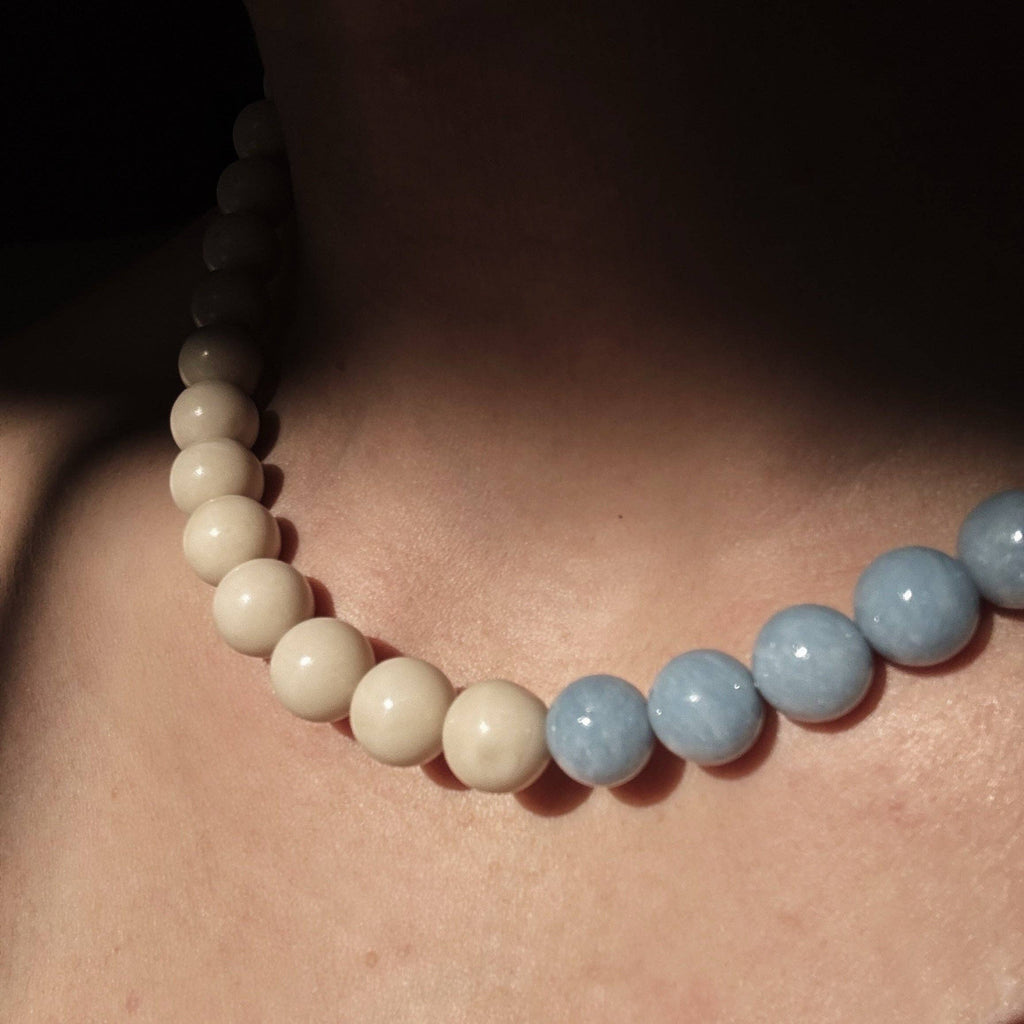Le Ciel Necklace — Angelite × Fossil Jasper