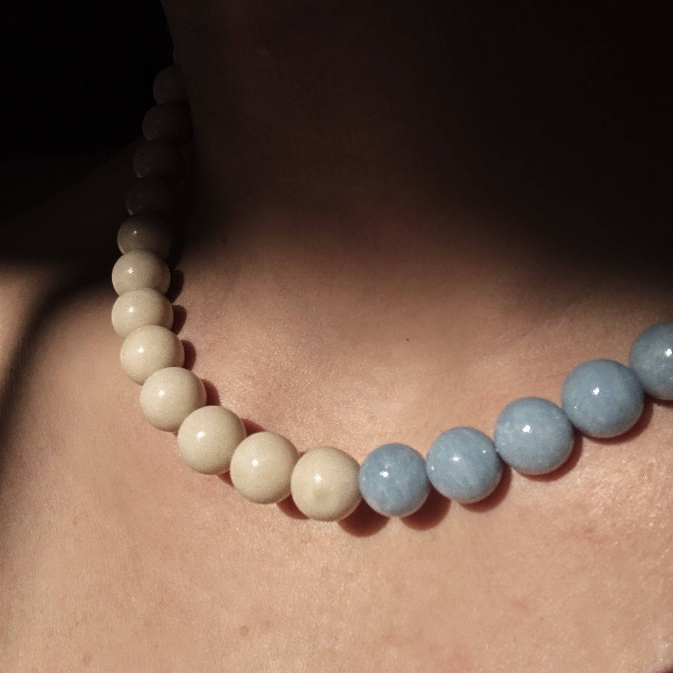 Le Ciel Necklace — Angelite × Fossil Jasper