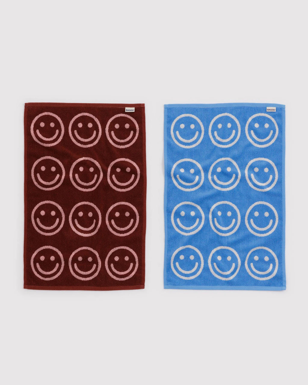 Hand Towel Set of 2 - Sky Blue and Blush Happy