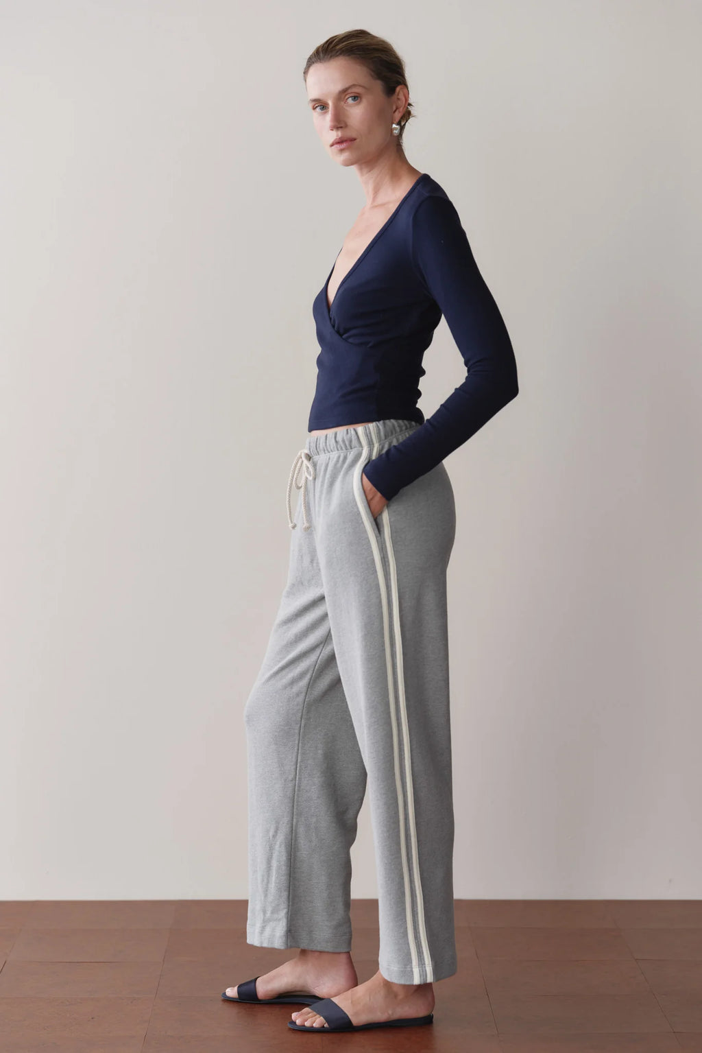 Eco Terry Stripe Crop Pant