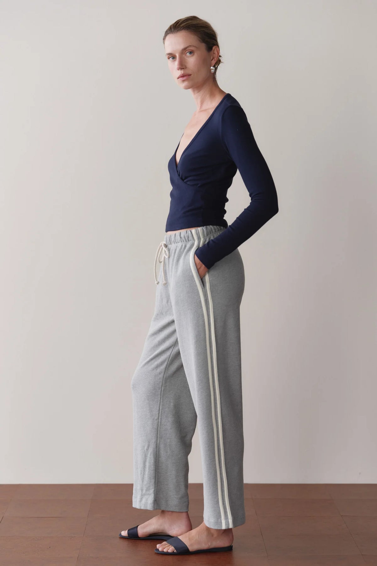 Eco Terry Stripe Crop Pant