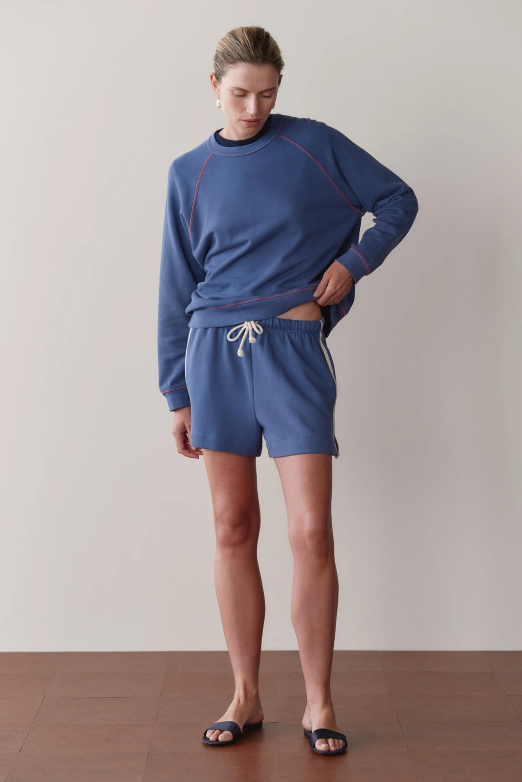 Eco Terry Stripe Short - Lapis