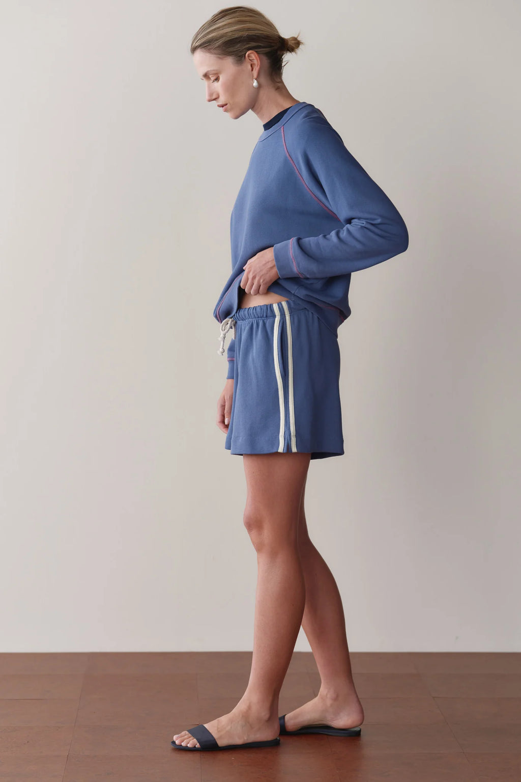 Eco Terry Stripe Short - Lapis